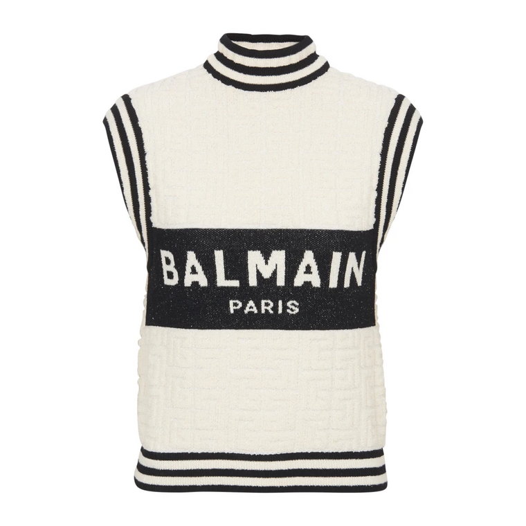 Monogramowany sweter z dzianiny bouclette Balmain