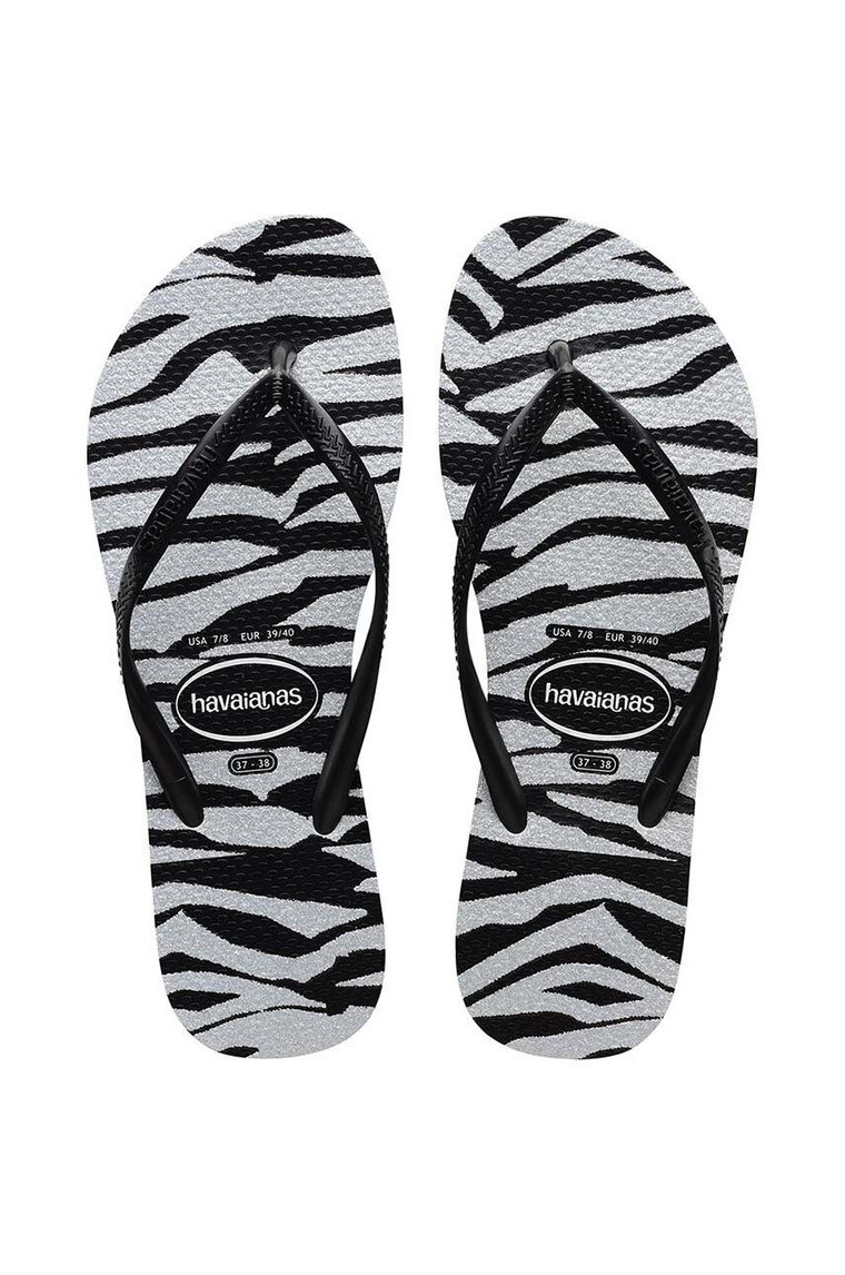 Havaianas japonki SLIM ANIMALS damskie kolor czarny na płaskim obcasie 4147852.0090