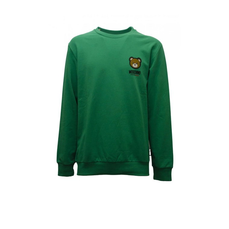 Zielony Sweter z Logo Patchem Moschino