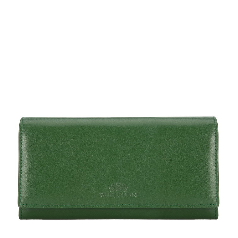 Damski portfel skórzany o prostym kroju zielony
