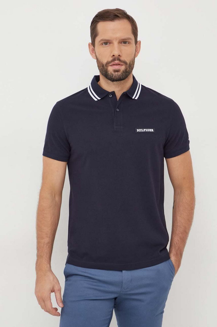 Tommy Hilfiger polo męski kolor granatowy gładki