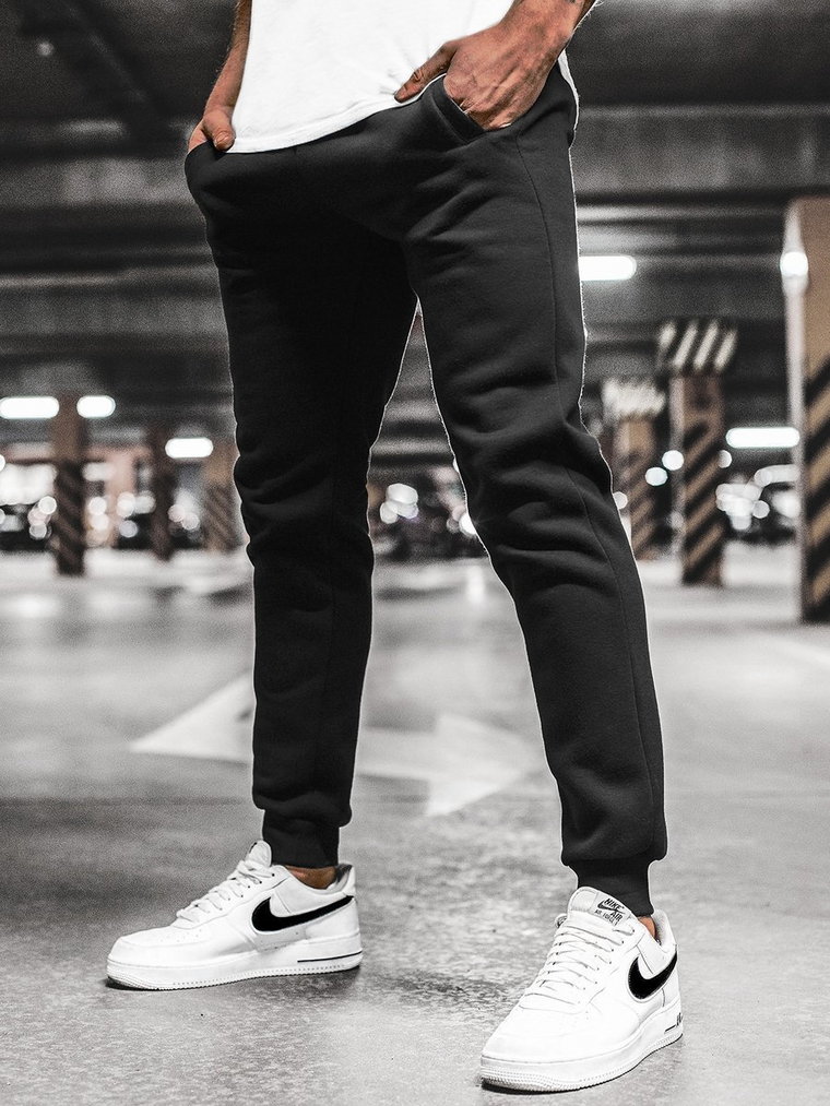Spodnie dresowe męskie czarne OZONEE JS/XW01