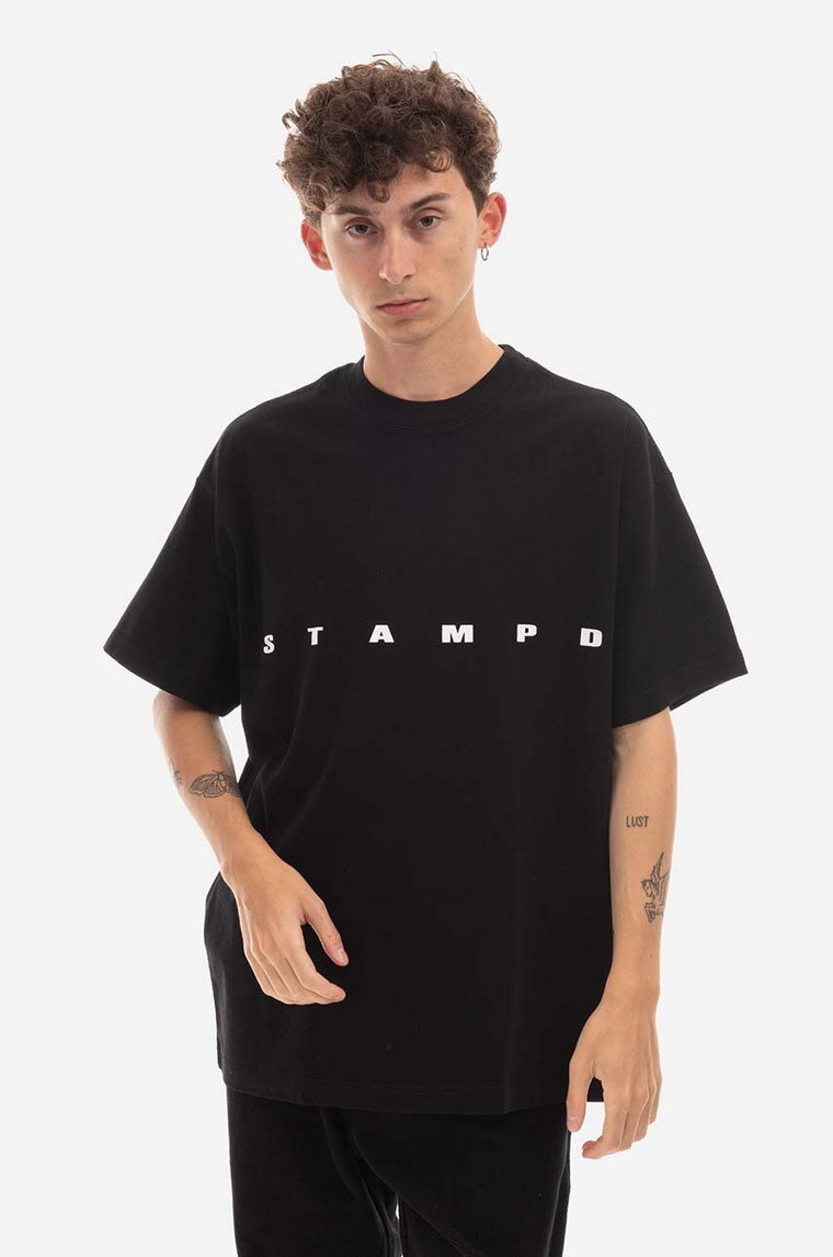STAMPD t-shirt bawełniany kolor czarny z nadrukiem SLA.M2991TE-WHT