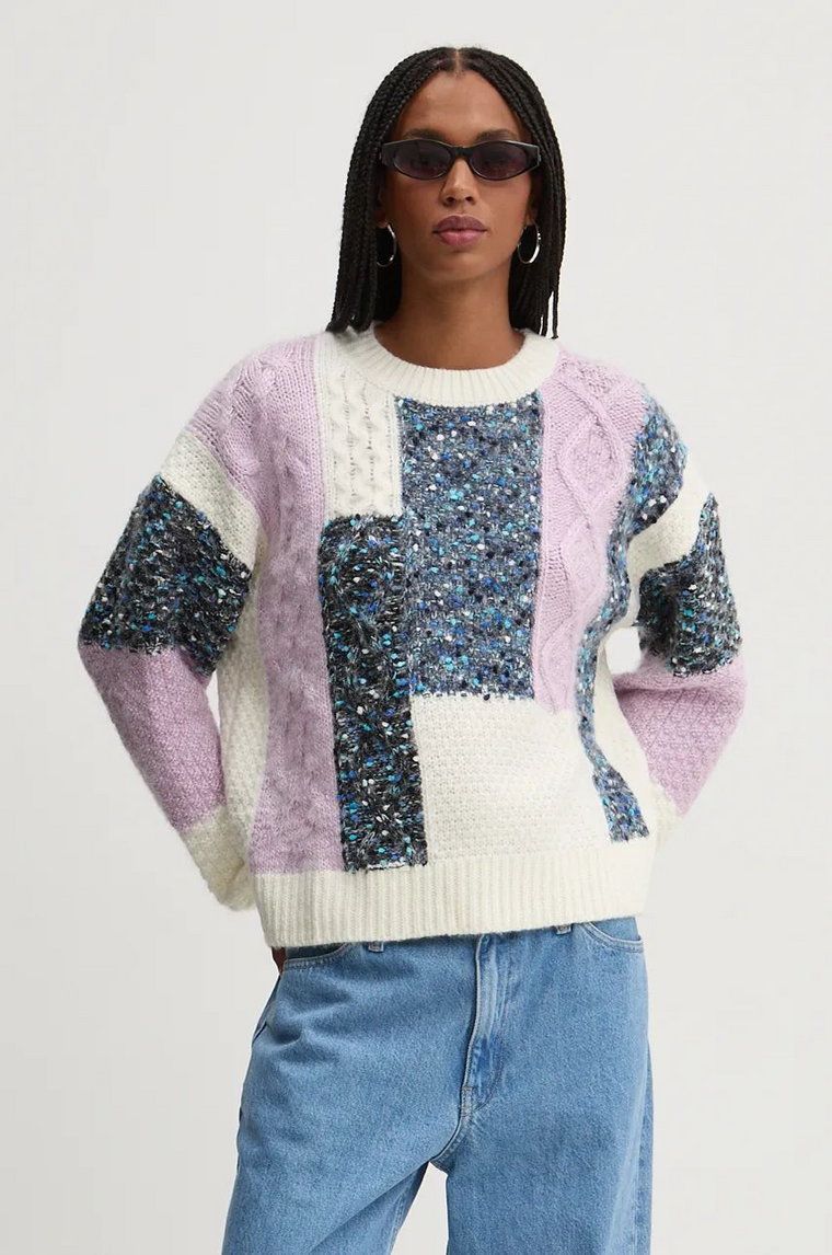 Desigual sweter z domieszką wełny EDMONTON damski kolor beżowy  24WWJF19