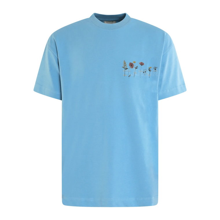 Botaniczny Niebieski T-shirt Flaneur Homme