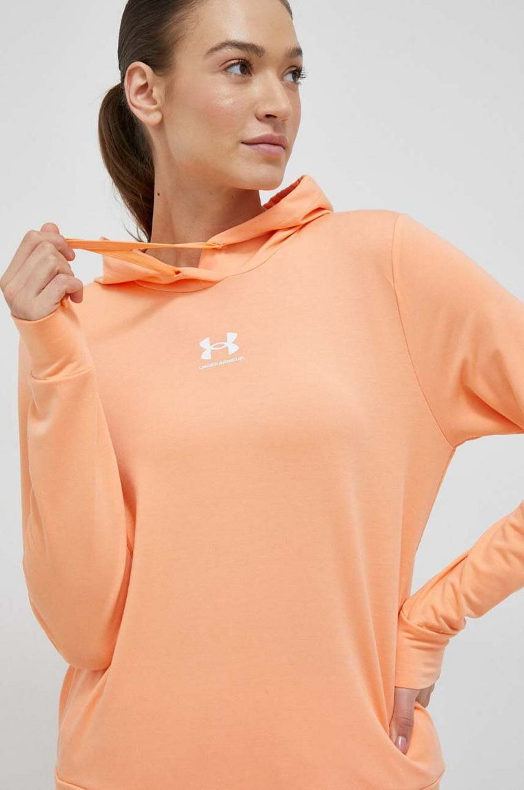 Under Armour bluza damska kolor pomarańczowy z kapturem gładka