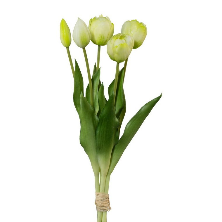 Sztuczna wiązka tulipanów 5 szt., biały,  wys. 38 cm