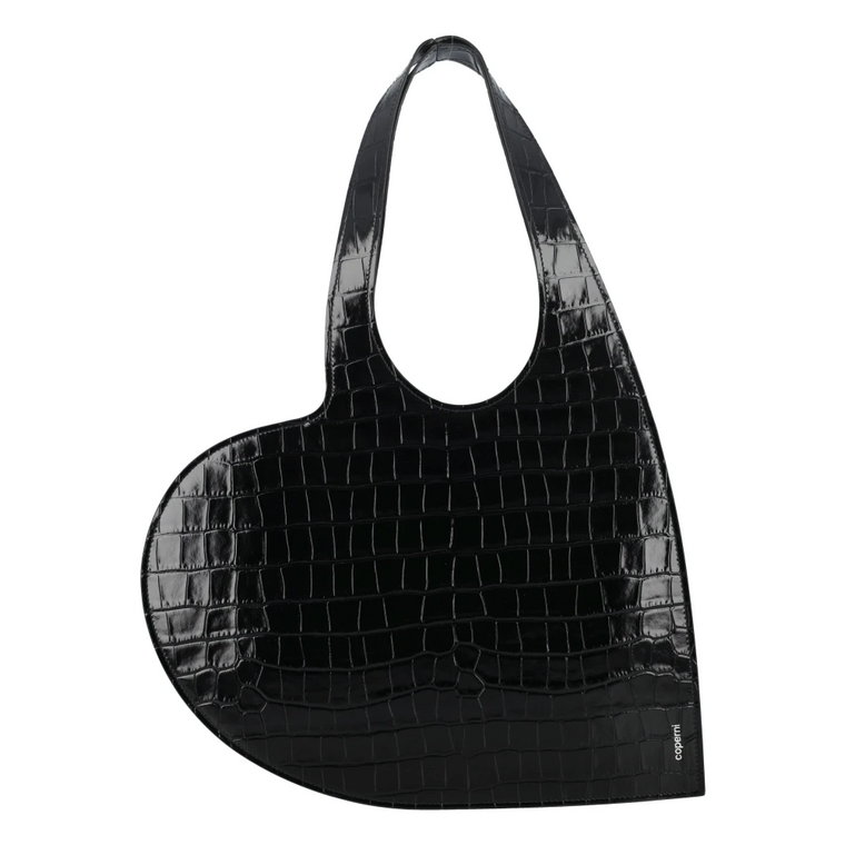 Czarna torba Croco Heart Tote Coperni