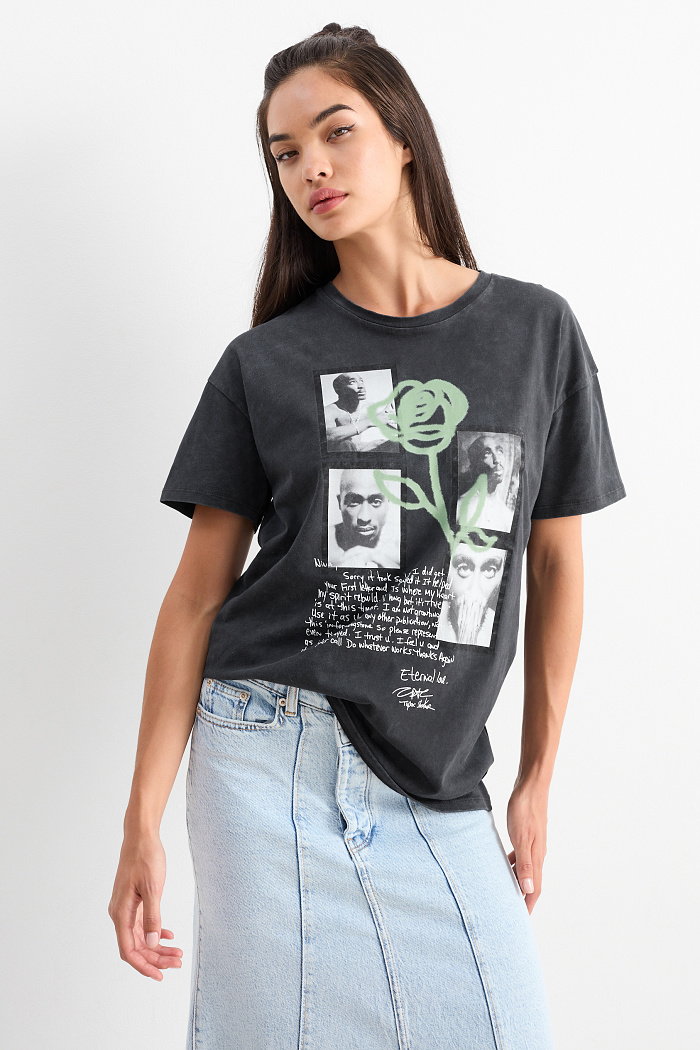 C&A T-shirt-Tupac, Szary, Rozmiar: XS