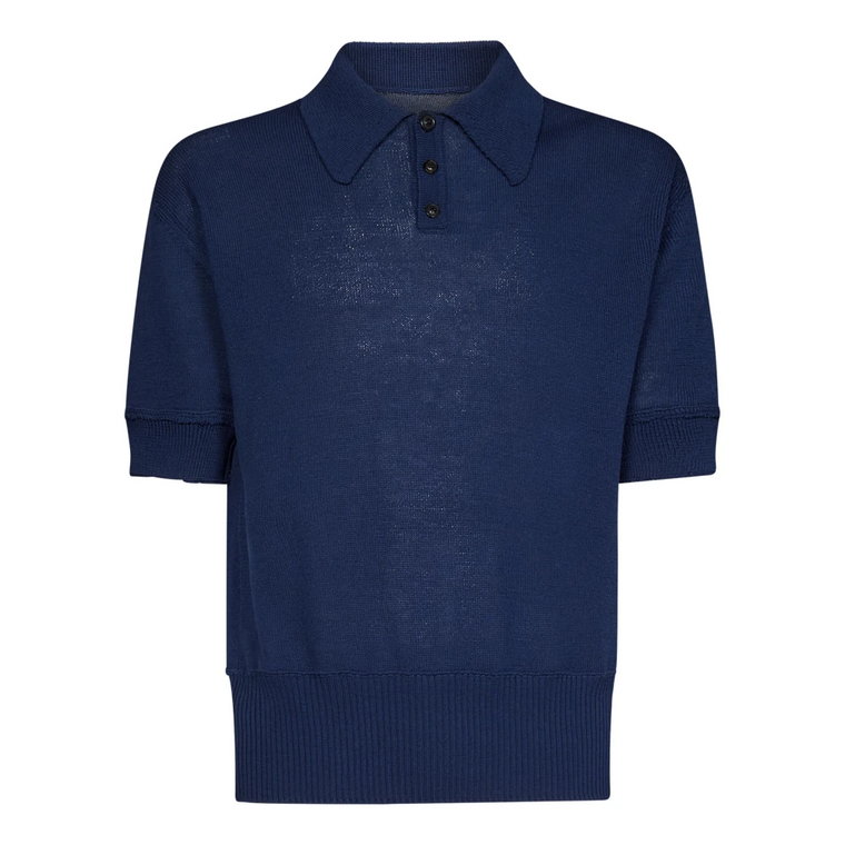 Stylowa Niebieska T-shirt i Polo z mieszanki wełny Maison Margiela