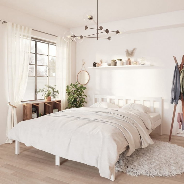 Rama łóżka, biała, lite drewno sosnowe, 120 x 200 cm kod: V-810078