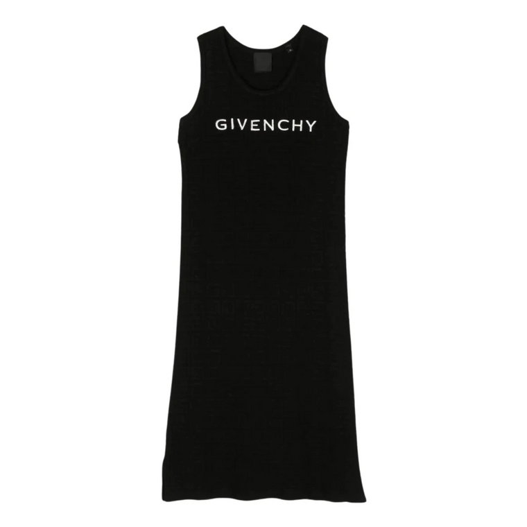 Czarna Sukienka z Haftem i Motywem 4G Givenchy