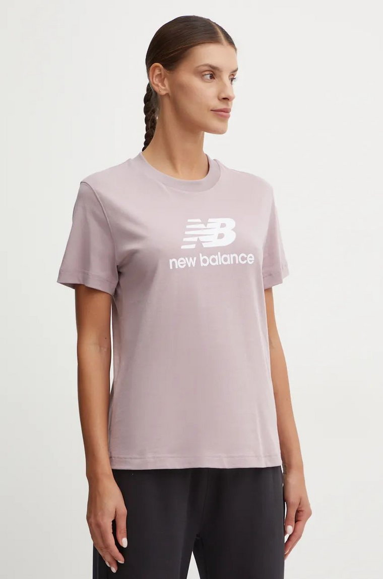 New Balance t-shirt bawełniany damski kolor fioletowy WT41502ICW