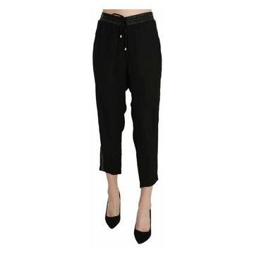 Polyester High Waist Cropped Trousers Pants Guess