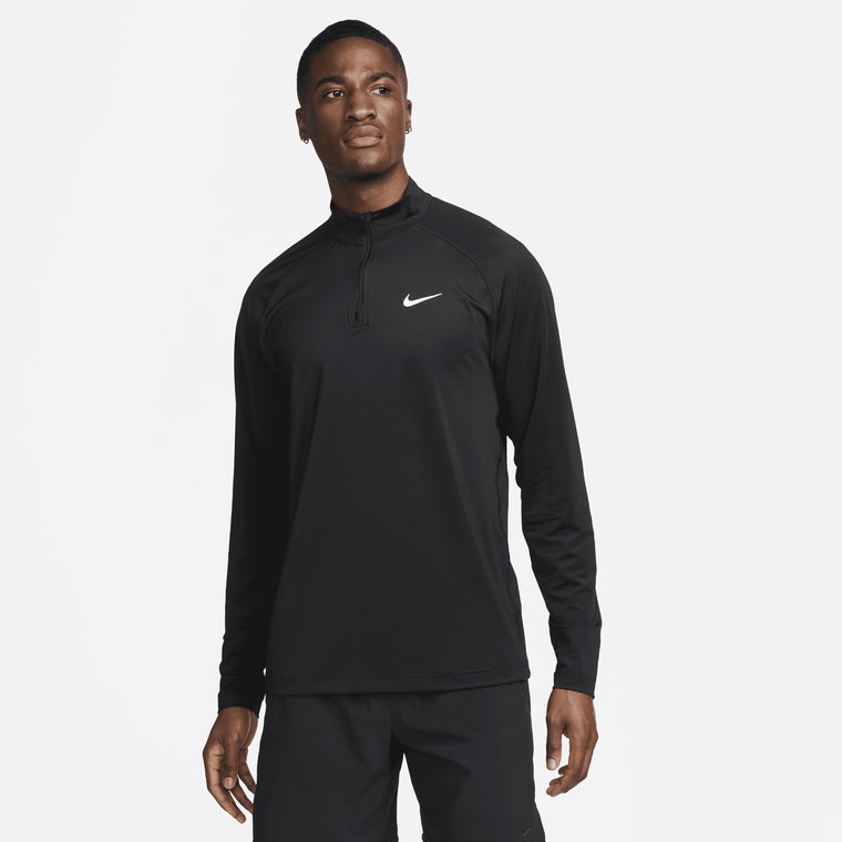 Męska koszulka do fitnessu z zamkiem 1/4 Dri-FIT Nike Ready - Czerń