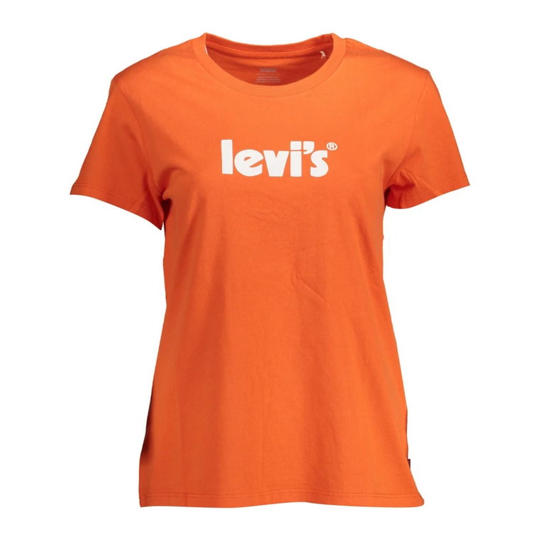 Pomarańczowe Bawełniane Topy i T-shirt, Krótki Rękaw, Druk Logo Levi's