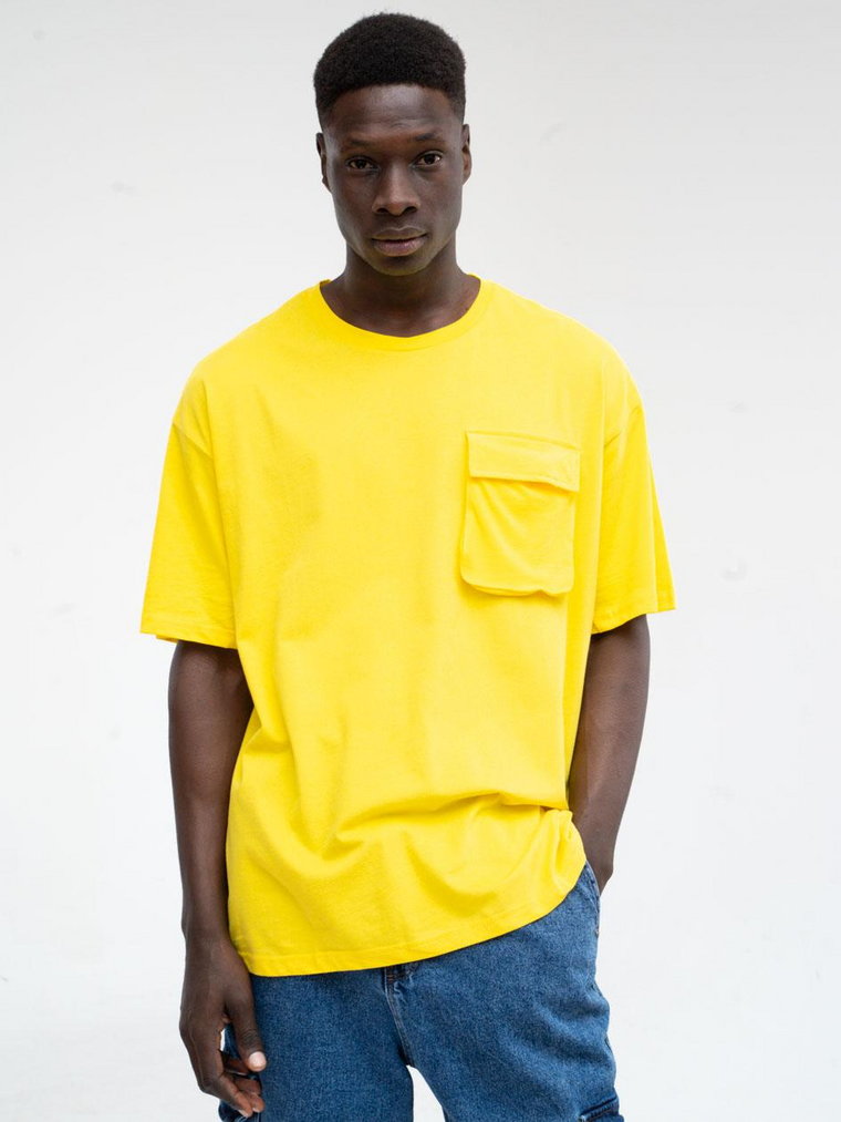 Koszulka Męska Z Krótkim Rękawem Oversize Żółta Catch Classic Pocket