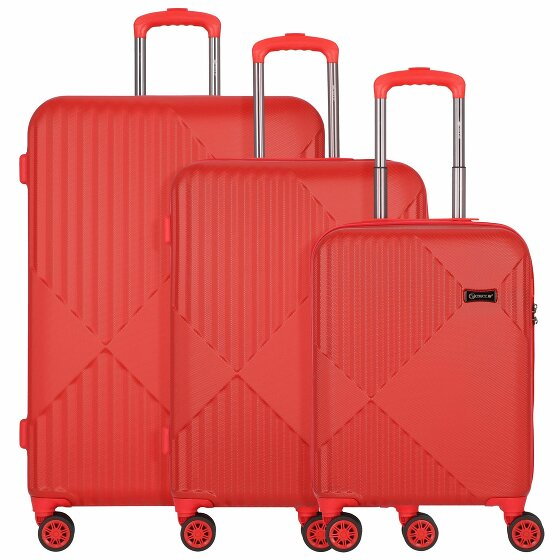 Check.In Liverpool 4 Roll Suitcase Set 3szt. rot