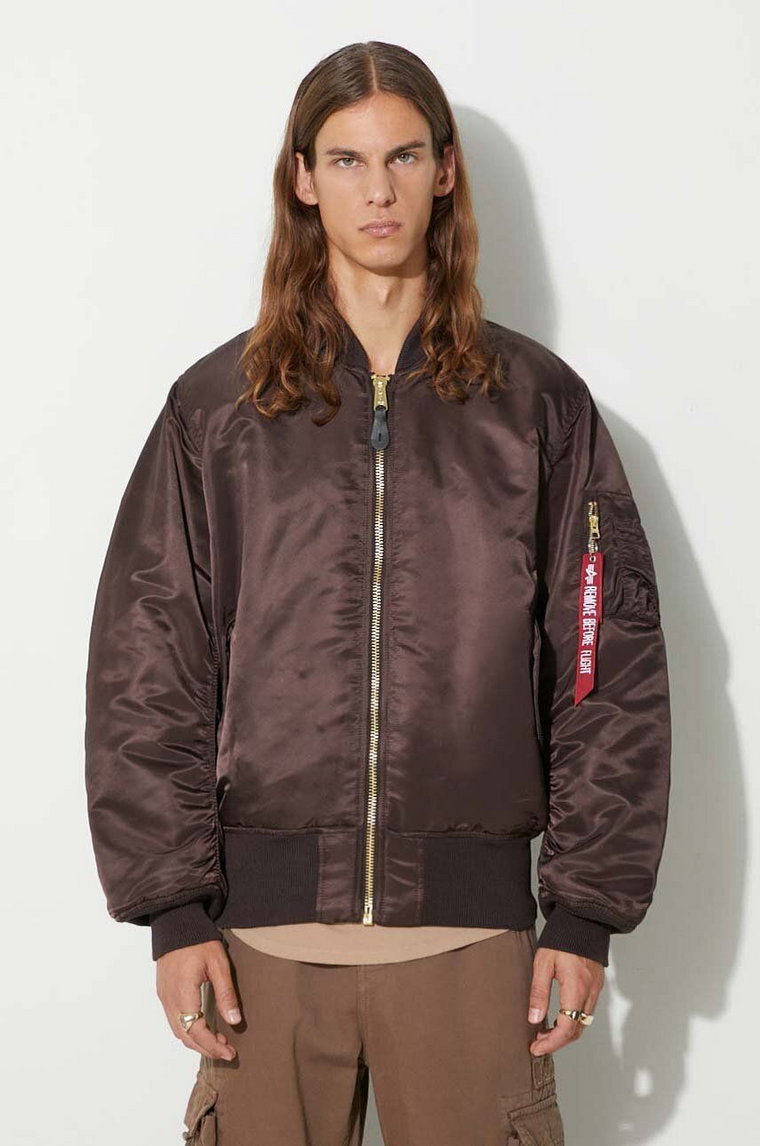 Alpha Industries kurtka bomber MA-1 męska kolor brązowy przejściowa 100101.696