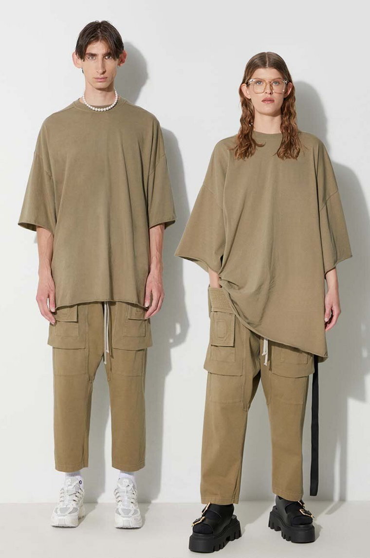 Rick Owens t-shirt bawełniany kolor zielony gładki