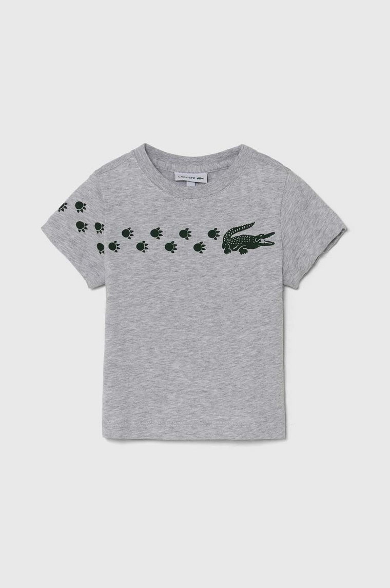 Lacoste t-shirt bawełniany dziecięcy kolor szary z nadrukiem