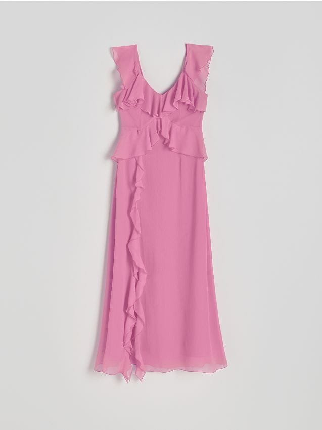 Reserved - Sukienka midi - różowy