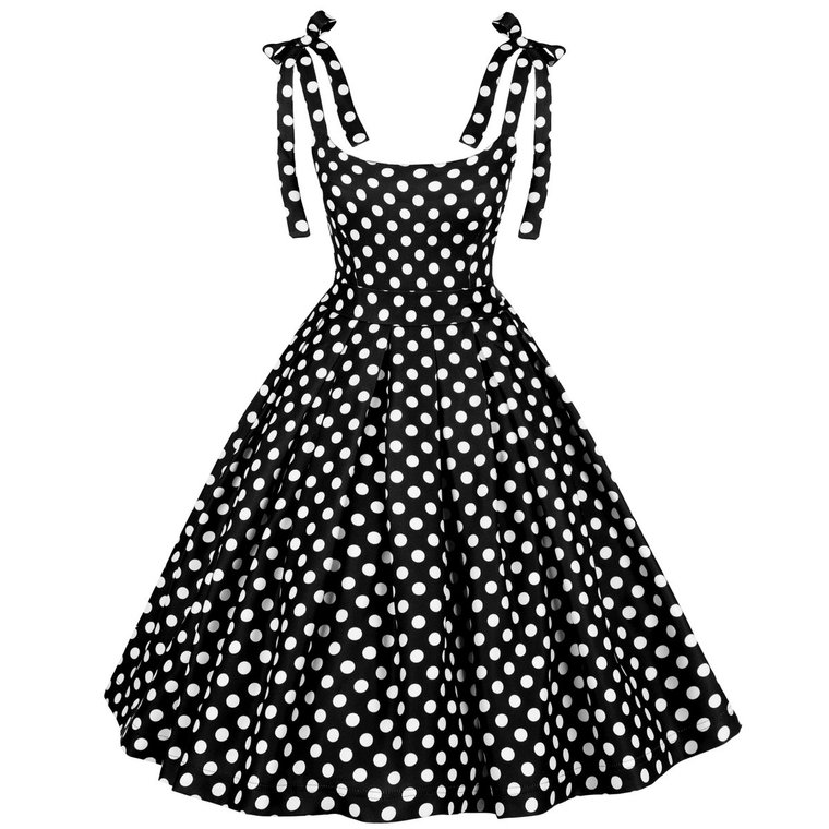 Sukienka pin up retro w grochy GROSZKI CZARNA rozkloszowana lata 50 60 midi