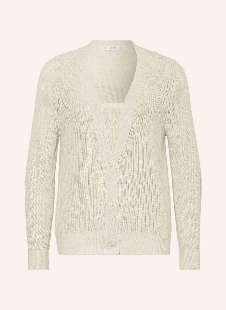 Maxmara Leisure Zestaw Tenore: Top Z Dzianiny I Kardigan Z Lnem beige