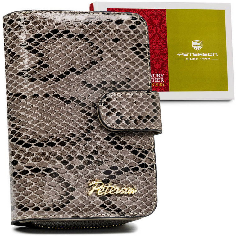 Kompaktowy portfel damski z egzotycznym wzorem  Peterson