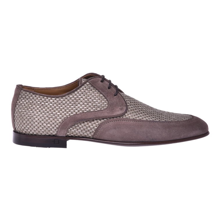 Derby in taupe split leather and raffia Baldinini