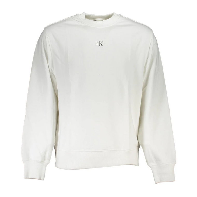 Biały Męski Sweter, Długi Rękaw, 100% Bawełna Calvin Klein