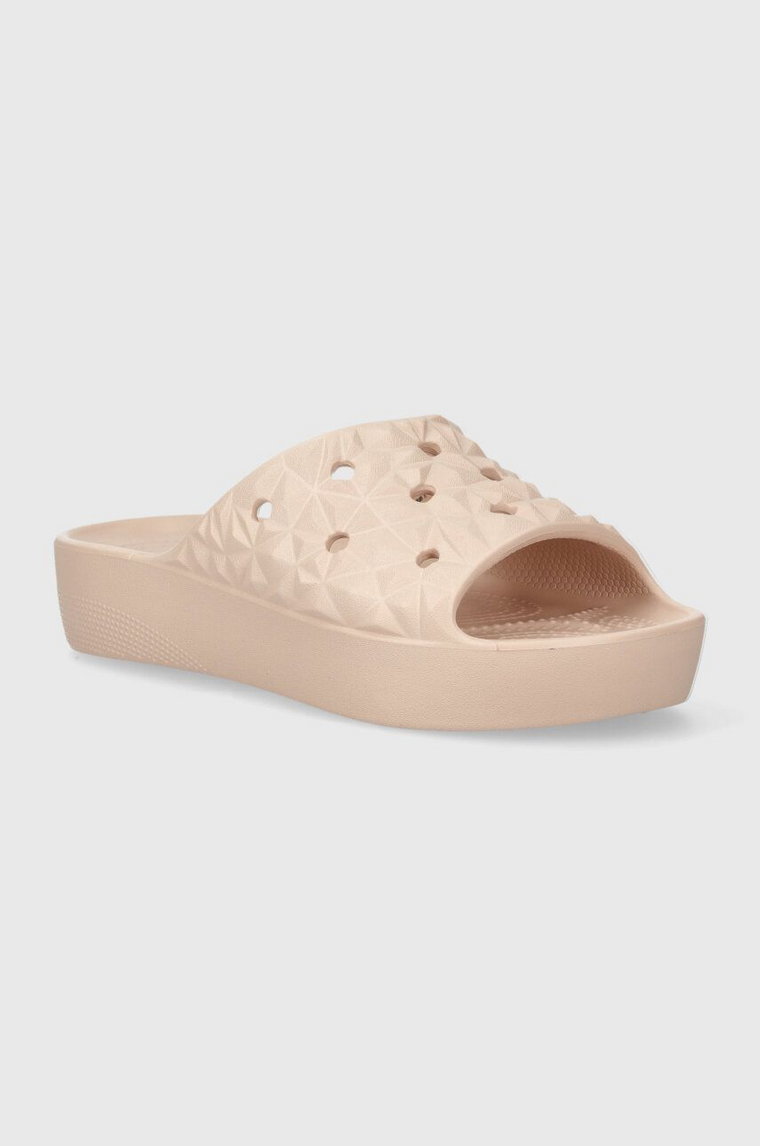 Crocs klapki Classic Platform Geometric Slide damskie kolor różowy na platformie 209564