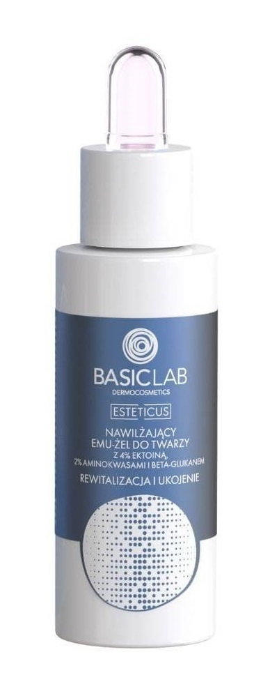 BasicLab Esteticus Nawilżający emu-żel 4% ektoiny, aminokwasy, beta-glukan 30ml