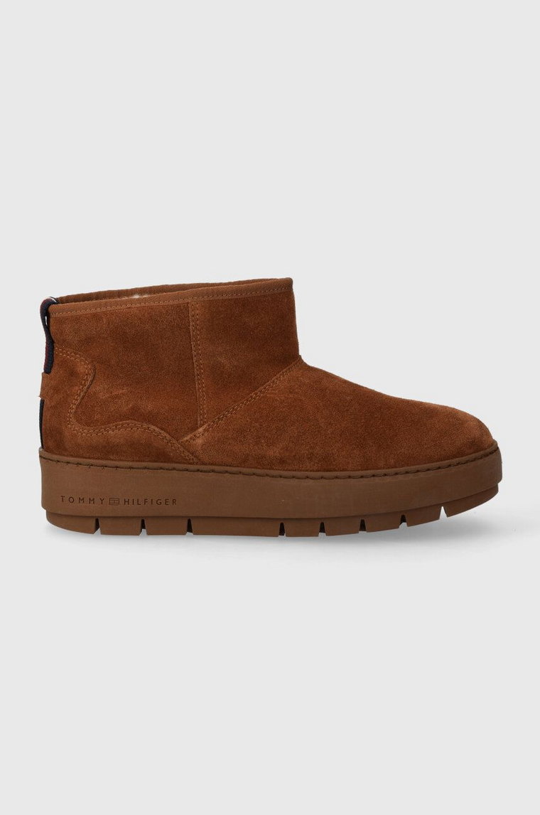 Tommy Hilfiger śniegowce zamszowe COOL SUEDE SNOWBOOT kolor brązowy FW0FW07662