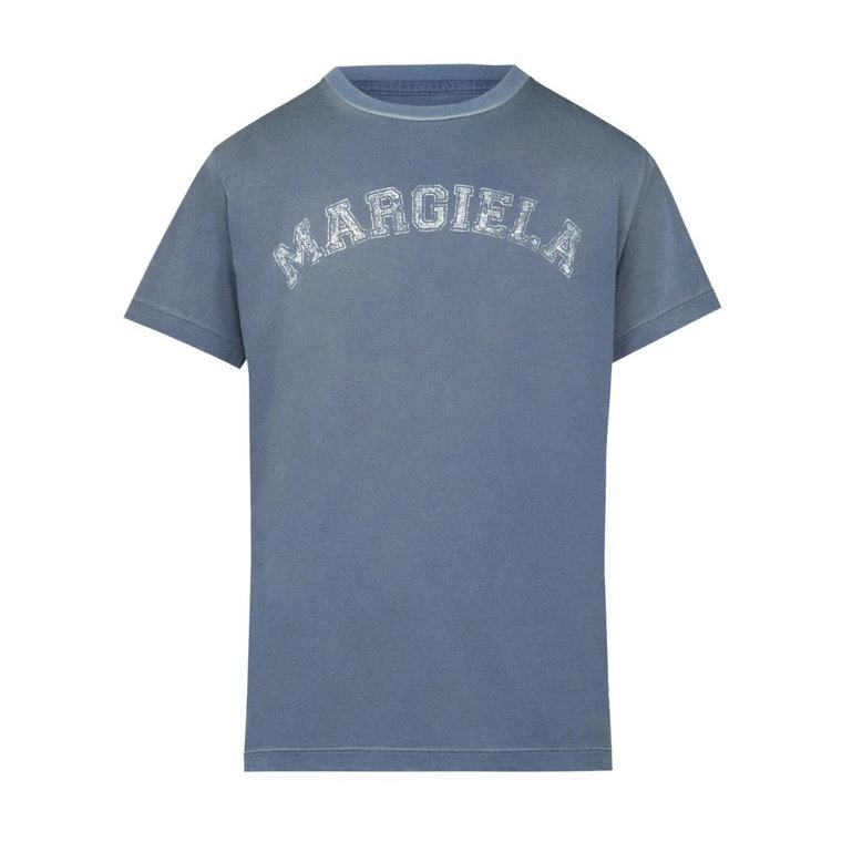 Niebiesko-zielony bawełniany T-shirt dla kobiet Maison Margiela