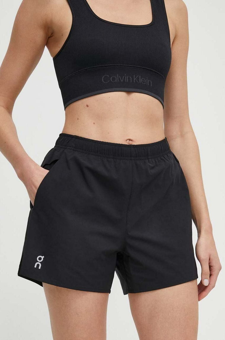 On-running szorty do biegania Essential kolor czarny gładkie high waist