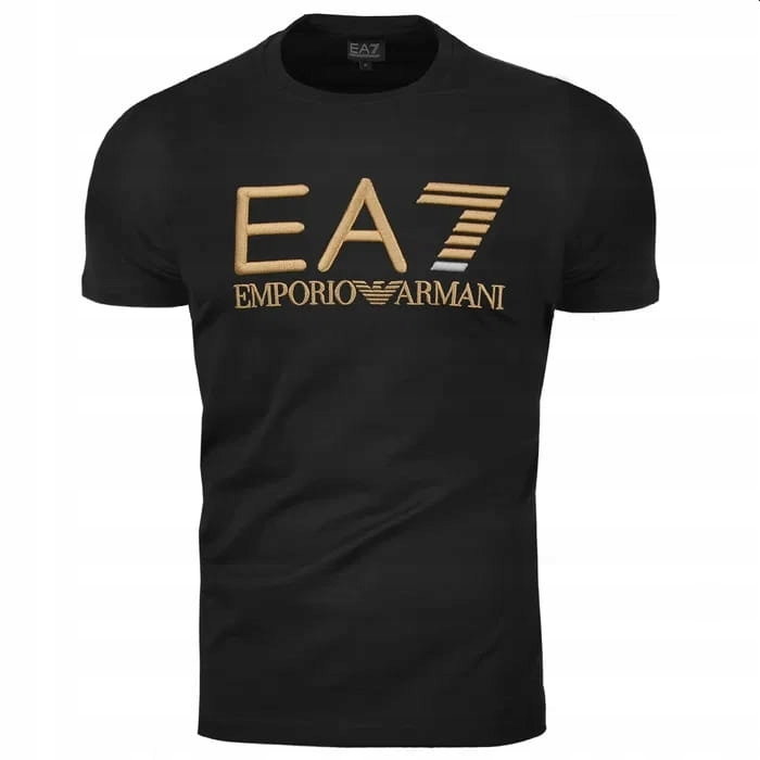 EA7 Emporio Armani T-shirt Złote Logo Haft /M