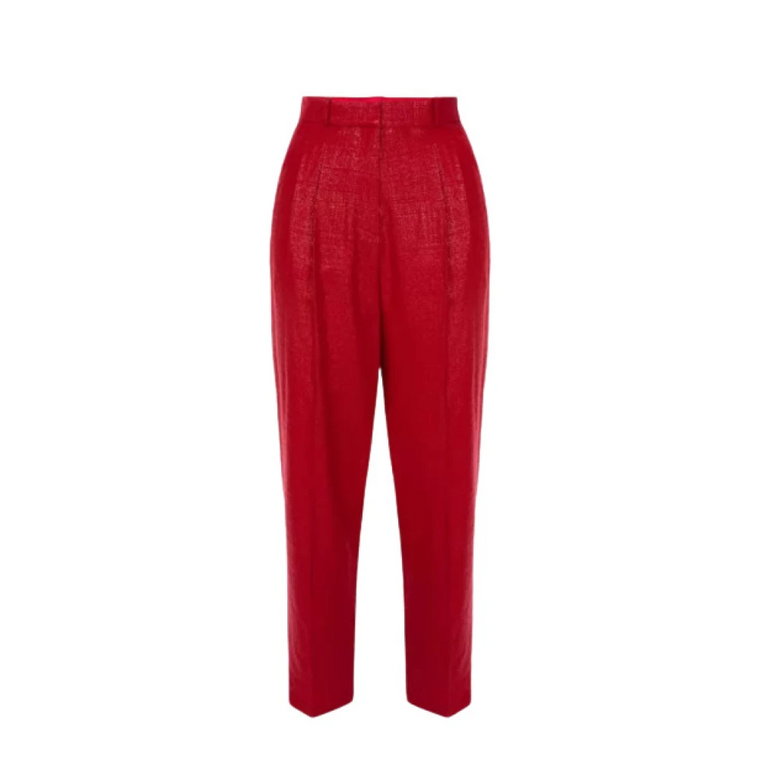 Czerwone Spodnie z prostą nogawką Elisabetta Franchi