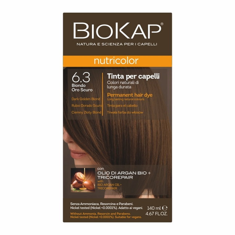 Biokap Nutricolor Farba do włosów, 6.3 Ciemny Złoty Blond