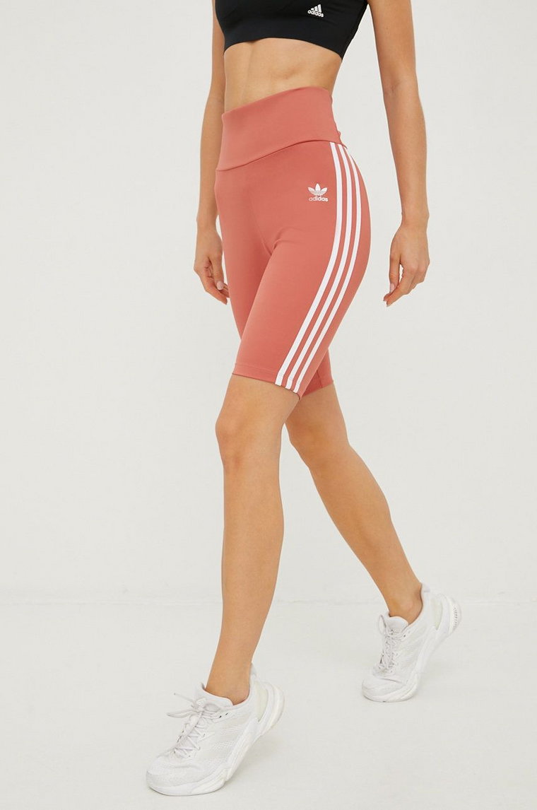 adidas Originals szorty damskie kolor pomarańczowy z aplikacją high waist HL6770-MAGEAR