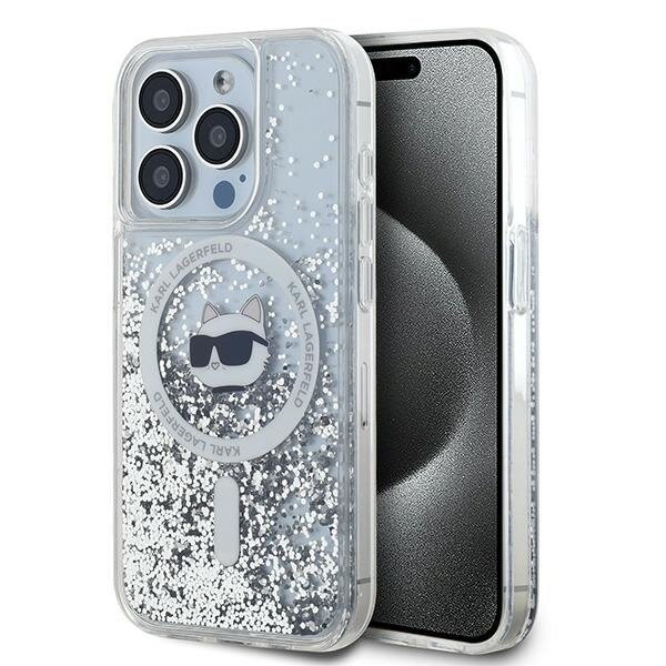 Karl Lagerfeld KLHMP15XLGCHSGH iPhone 15 Pro Max 6.7" hardcase transparent Liquid Glitter Choupette Head Magsafe