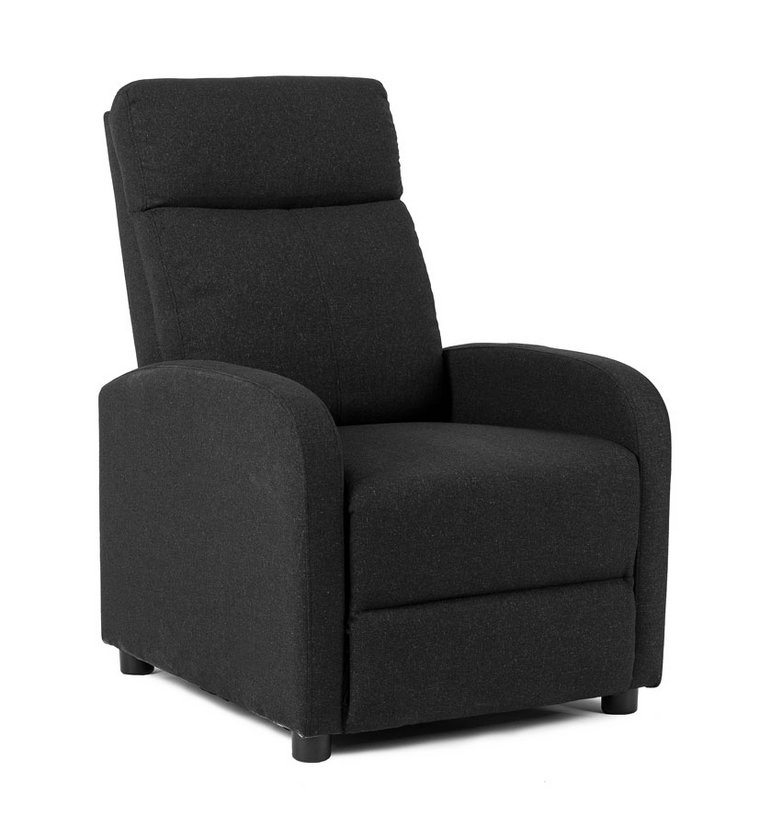 Czarny relaksacyjny fotel z podnóżkiem - Alho 3X