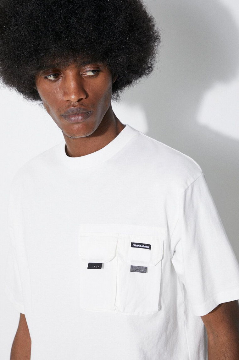 Manastash t-shirt bawełniany Disarmed męski kolor biały gładki 7924135002