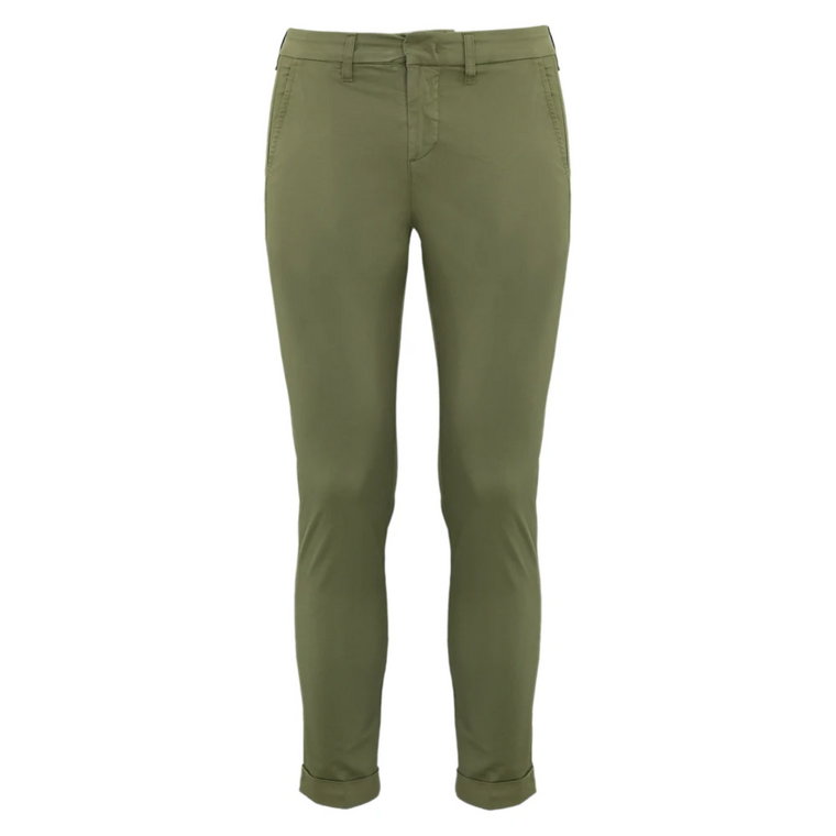 Zielone Bawełniane Spodnie Gabardine Stretch Fay