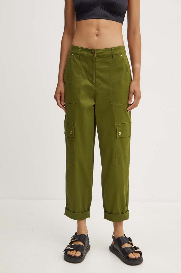 MICHAEL Michael Kors spodnie damskie kolor zielony proste high waist