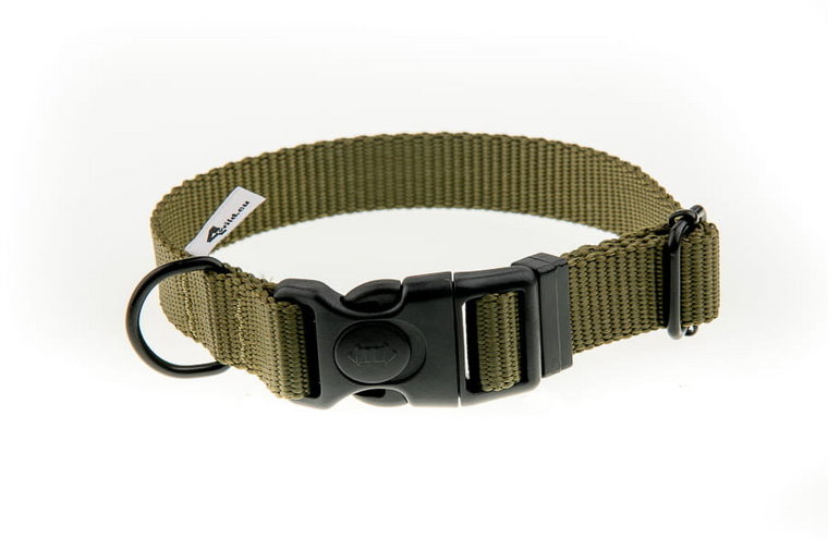 Obroża z taśmy, 25-35 cm, 2 cm x 3 mm, khaki