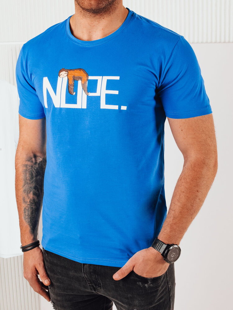 Koszulka męska z nadrukiem niebieska Dstreet RX5356