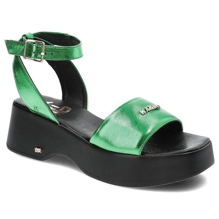 Zielone Sandały Karino Eleganckie Buty Na Platformie