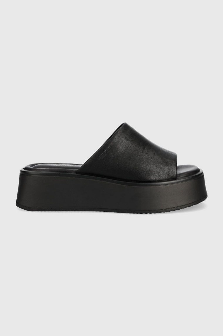 Vagabond Shoemakers klapki skórzane COURTNEY damskie kolor czarny na platformie 5334-601-92