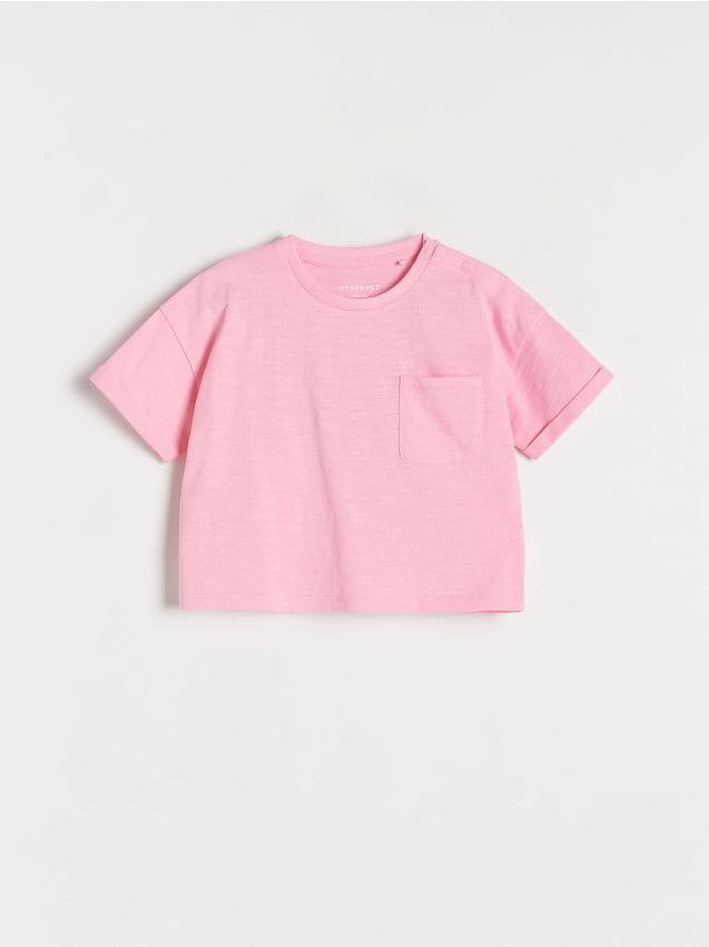 Reserved - Bawełniany t-shirt - intensywny róż